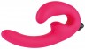 Ярко-розовый безремневой страпон с вибрацией Sharevibe