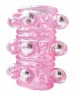 Розовая насадка на пенис Crystal sleeve с шариками и пупырышками - 5,5 см.
