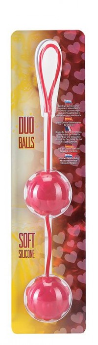 Красные вагинальные шарики с сердечками DUO BALLS