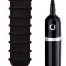 Чёрный ребристый вибратор RIBBED TORPEDO - 15 см.