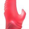 Розовый вибромассажёр с загнутой головкой и клиторальным пальчиком - 18 см.