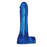 Синий фаллоимитатор с широким основанием-мошонкой Jelly Jiggle Dong - 15,2 см.
