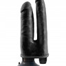 Двойной чёрный вибратор со съемной присоской Double Vibrating Double Penetrator - 23,5 см.