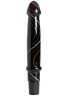 Чёрный вибромассажёр из стекла с красивыми волнами - 21 см.
