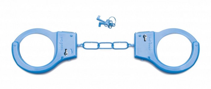 Голубые металлические наручники SHOTS TOYS Blue