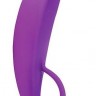 Фиолетовый женский стимулятор с колечком-ручкой - 18 см.