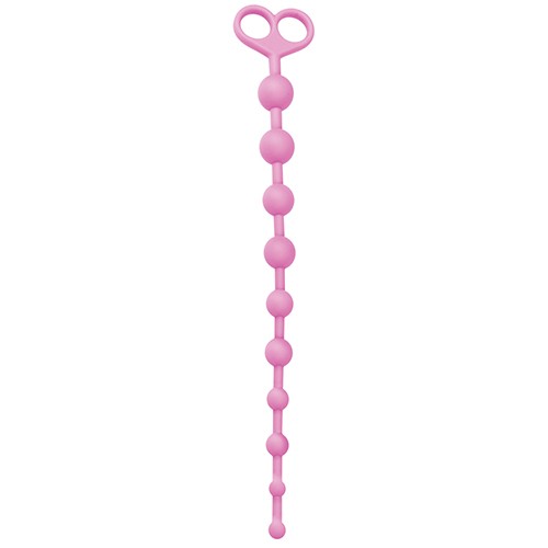 Розовая анальная цепочка из 10 звеньев ANAL JUGGLING BALL SILICONE - 33,6 см.