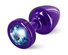 Фиолетовая пробка с голубым кристаллом ANNI round Purple T1 Blue - 6 см.