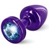 Фиолетовая пробка с голубым кристаллом ANNI round Purple T1 Blue - 6 см.
