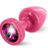 Розовая пробка с малиновым кристаллом ANNI round Pink T1 Fuschia - 6 см.