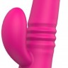 Розовый вибромассажер с клиторальным отростком HEATING THRUSTER - 20 см.