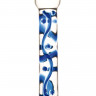 Стеклянный фаллос на подставке с голубым узором - 18 см.