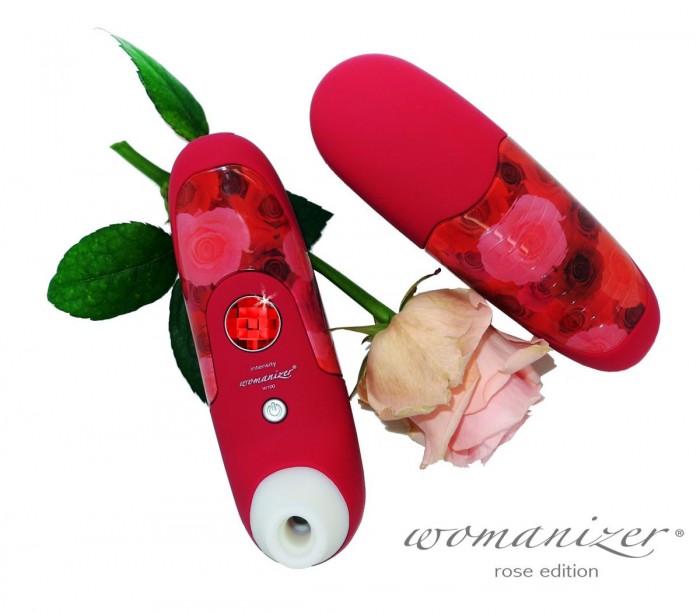 Красный бесконтактный стимулятор клитора WOMANIZER rose edition