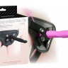 Розовый вибрострапон 5.5 inch Strap-on Ripple Dildo Vibe - 13,8 см.