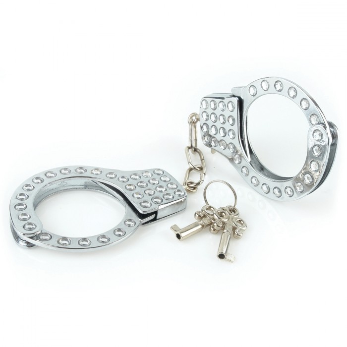 Металлические наручники Fancy Cuffs с прозрачными кристаллами