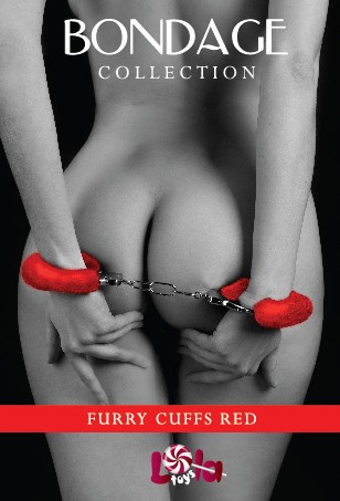 Красные наручники с мехом BONDAGE