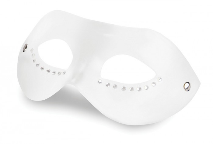 Белая кожаная маска со стразами Diamond Mask