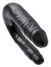 Чёрный двусторонний фаллоимитатор U-Shaped Small Double Trouble - 33,5 см.