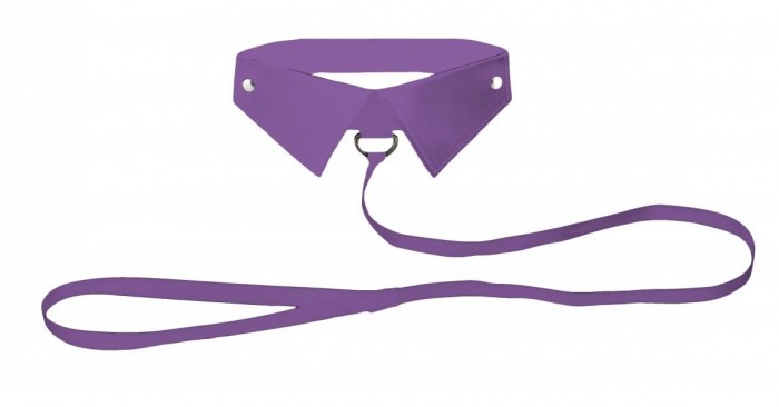Фиолетовый кожаный воротник с поводком Purple OUCH!