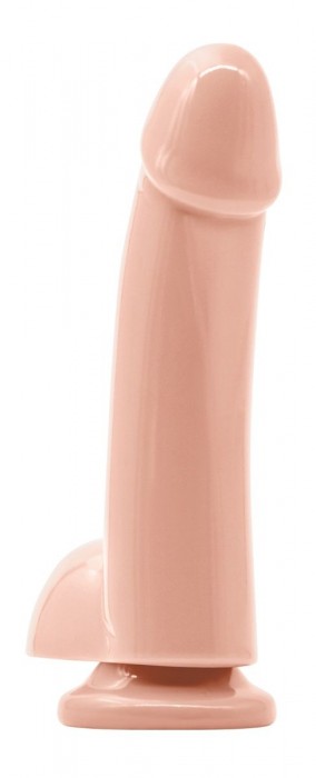Телесный гладкий фаллоимитатор на присоске с мошонкой Smooth 5 Inch Dildo - 17 см.
