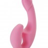 Розовый безремневой страпон из силикона - 22 см.