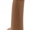 Кофейный гладкий фаллоимитатор на присоске с мошонкой Smooth 5 Inch Dildo - 17 см.