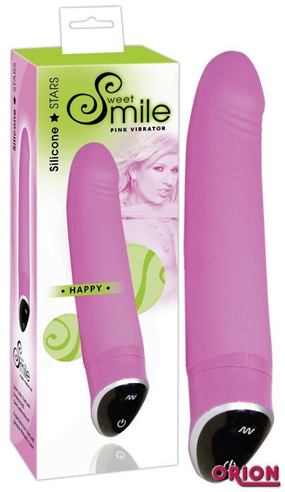 Розовый вибратор Smile Happy - 22 см.