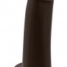 Коричневый гладкий фаллоимитатор на присоске с мошонкой Smooth 5 Inch Dildo - 17 см.