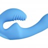 Голубой безремневой страпон с пультом ДУ - 17,5 см.