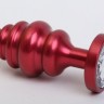 Красная металлическая фигурная пробка с прозрачным стразом - 7,3 см.