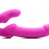 Розовый безремневой страпон с вибрацией Evoke Rechargeable Vibrating Strap On - 24,7 см.