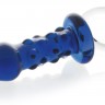 Синяя анальная пробка с пупырышками и кольцом - 15,5 см.