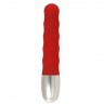 Стильный красный мини-вибратор Discretion Vibe Ribbed - 11 см.