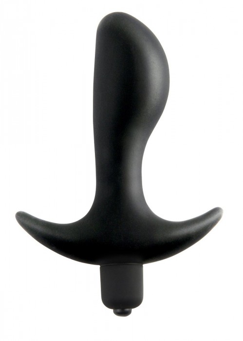 Чёрная анальная вибропробка с широким основанием Vibrating Perfect Plug - 12,5 см.