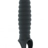 Серая ребристая насадка Stretchy Penis Extension No.32