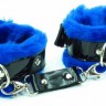 Синие наручники с мехом BDSM Light