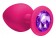 Большая розовая анальная пробка Emotions Cutie Large с фиолетовым кристаллом - 10 см.