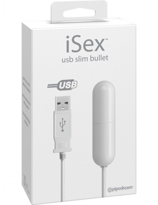 Белая вибропуля с шнуром питания USB