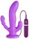 Фиолетовый вибратор с двумя дополнительными отростками PURRFECT SILICONE 3WAYS VIBRATOR 6.5INCH - 17 см.