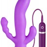 Фиолетовый вибратор с двумя дополнительными отростками PURRFECT SILICONE 3WAYS VIBRATOR 6.5INCH - 17 см.