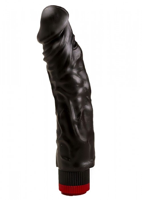 Реалистичный чёрный вибромассажер - 19,5 см.