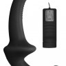 Черный безремневой вибрострапон с пультом управления Vibrating Silicone Strapless Strapon