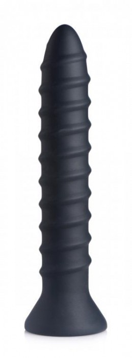 Черный спиралевидный вибромассажер Power Screw 10X Spiral Silicone Vibrator - 20,3 см.