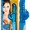 Синий вибратор PEARLFECT LINE с клиторальным дельфинчиком - 24,5 см.