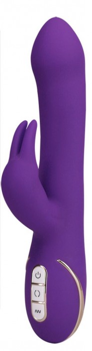 Фиолетовый вибратор-ротатор со стимулятором клитора в виде зайчика Rabbit Esquire - 22 см.