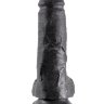 Чёрный фаллоимитатор 8  Cock with Balls - 21,3 см.