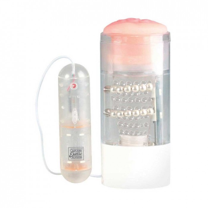 Белая вагина-мастурбатор с поступательным движением Deluxe Optimum Power - Pussy Power Stroker