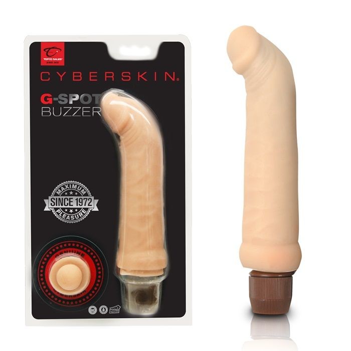 Телесный вибратор для G-точки CyberSkin G-Spot Buzzer Light  - 19 см.
