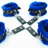 Набор фиксаторов с синим мехом BDSM Light