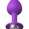 Фиолетовая анальная пробка со стразом Her Little Gem Medium Plug - 8,3 см.